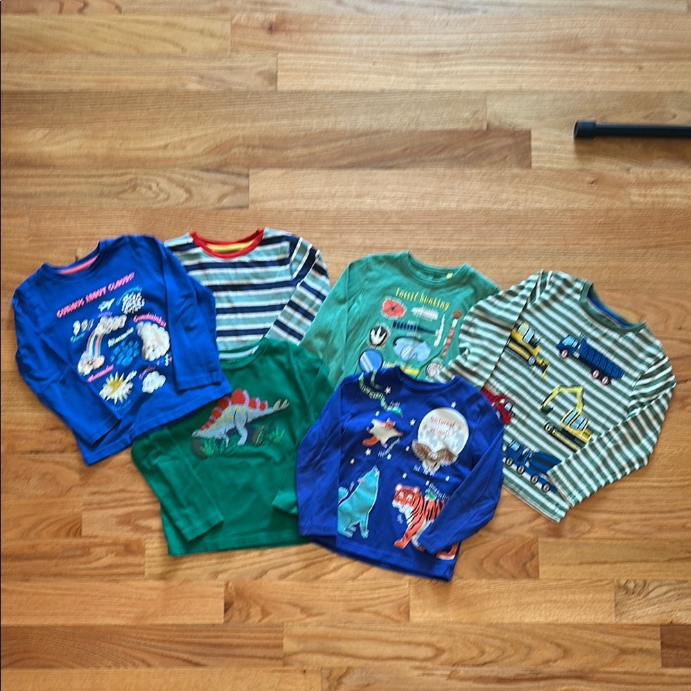 Mini Boden Long Sleeve Graphic Tees - Blue and Green